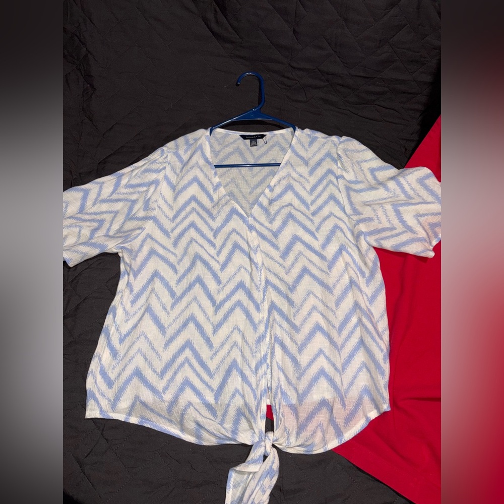 Tamara H. Blue and White Top Size Large